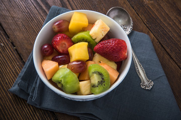 Healthy breakfast concept, bowl of fruits
