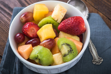 Healthy breakfast concept, bowl of fruits