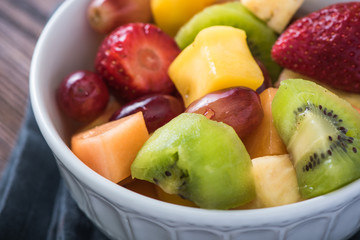 Bowl full of exotic fruits cubes