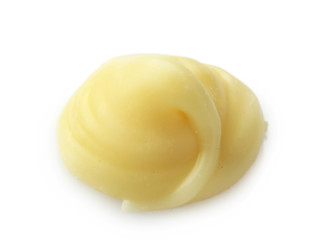 White chocolate morsel isolated on white