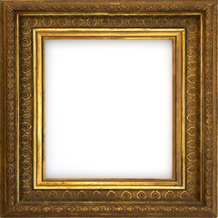 golden frame isolated, decorated picture frame