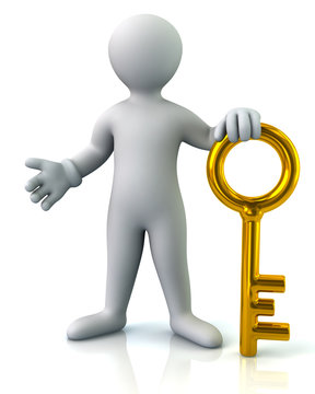 man and gold key