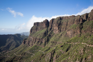 twisting road in mountain landscape  - rocks and canyon