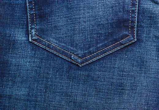 closeup detail of blue denim pocket