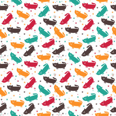 Cute seamless pattern with funny cats. Cute background