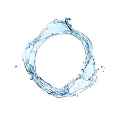 blue water splash circle isolated on white background