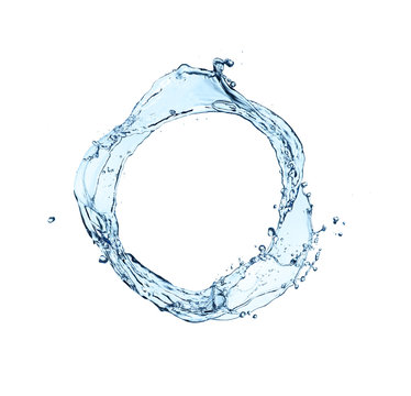 blue water splash circle isolated on white background