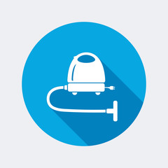 Vacuum cleaner, hoover icon. Home equipment. Electric appliance. Round circle flat icon with long shadow. Vector
