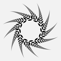 Laurel wreath tattoo. Black spiral ornament, sign.  Defense, peace, glory symbol. Vector  isolated