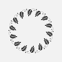 Laurel wreath circle tattoo. Sticks with berryes. Black ornamental sign. Victory, peace, glory symbol. Vector