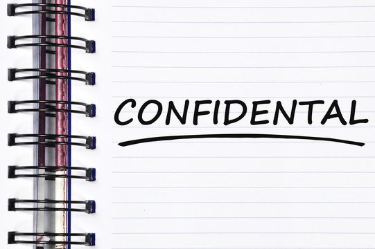 confidental words on spring white note book