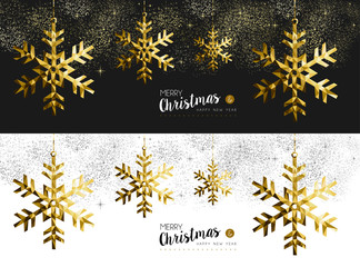 Merry christmas new year social media banner gold