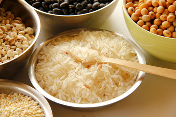 white rice is on white background.