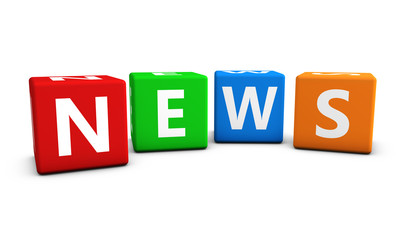 News Sign On Colorful Cubes