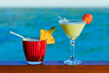 Fruit cocktail on Maldives beach