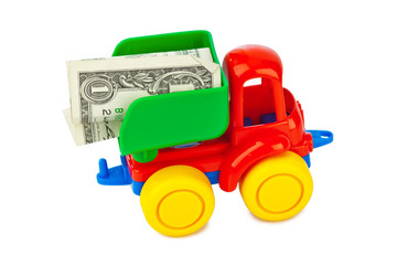 Toy truck with money