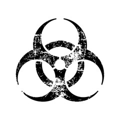 illustration vector black biohazard grungy rubber stamp symbol isolated on white