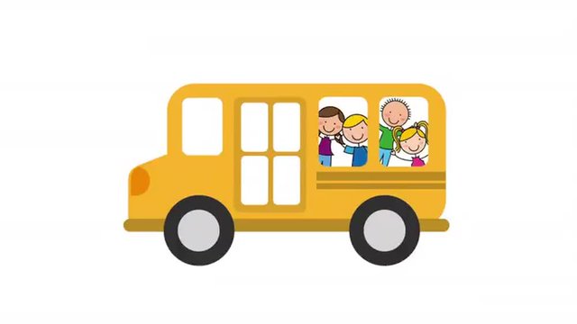 School bus with children, Video Animation 