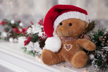 Teddy bear with santa hat