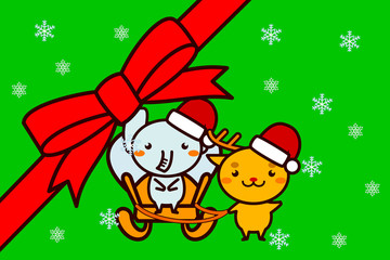Fototapeta premium クリスマスフレームの動物シリーズ