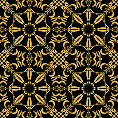 Fototapeta premium Vector seamless pattern in oriental style. Golden color.