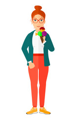 Woman holding icecream.