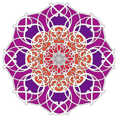 Mandala geometric round ornament, tribal ethnic arabic Indian motif, eight