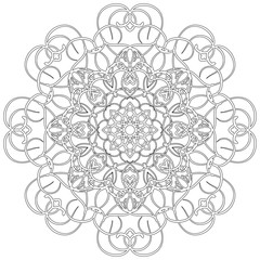 Black and white abstract circular pattern mandala.