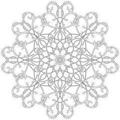 Black and white abstract circular pattern mandala.