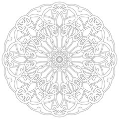 Black and white abstract circular pattern mandala.