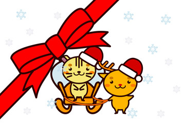 Fototapeta premium クリスマスフレームの動物シリーズ
