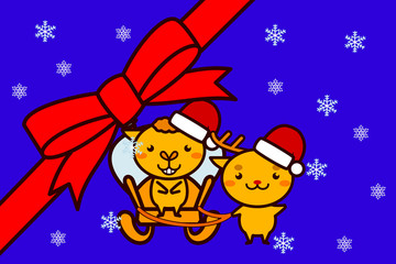 クリスマスフレームの動物シリーズ
