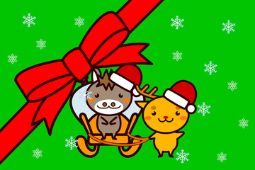 クリスマスフレームの動物シリーズ