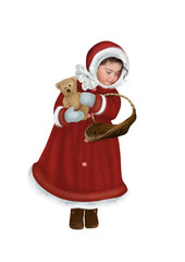 The little girl in a coat with fur 