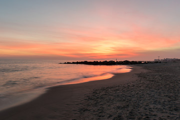 Fototapeta na wymiar Dramatic Coney Island Beach Sunset