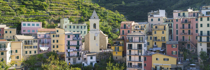 Fototapeta premium panoramic view to colored houses in the city in Italy