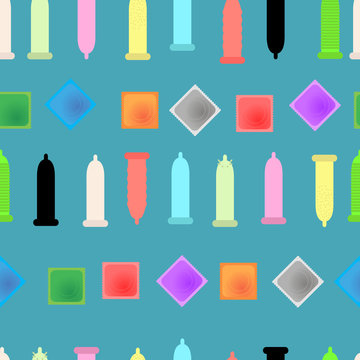 Seamless pattern with condom