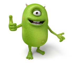 The little monster smiled and thumbs up © Jane