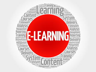 E-LEARNING circle word cloud, business concept