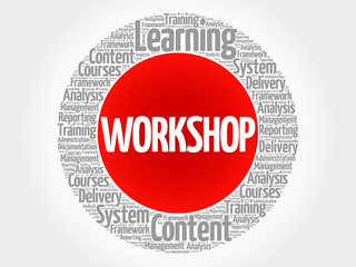 Workshop circle word cloud, business concept