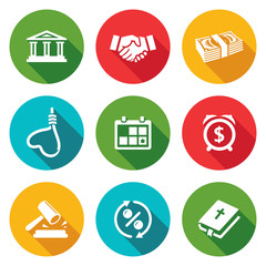 The consequences of the credit Icons Set. Vector Illustration.