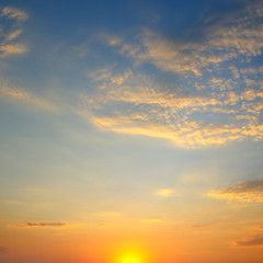 beautiful sunrise and cloudy sky