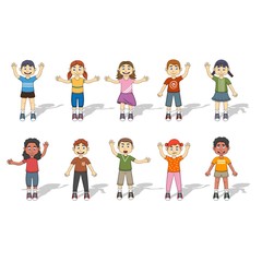 Set Of Ten Happy Kids expression Vector Illustration