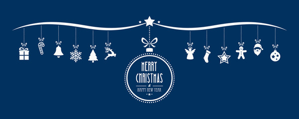 Naklejka na ściany i meble merry christmas bauble decoration elements blue background