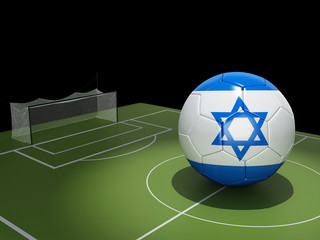 3d Soccer field and Israel ball.