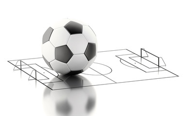 3d Soccer field and ball.