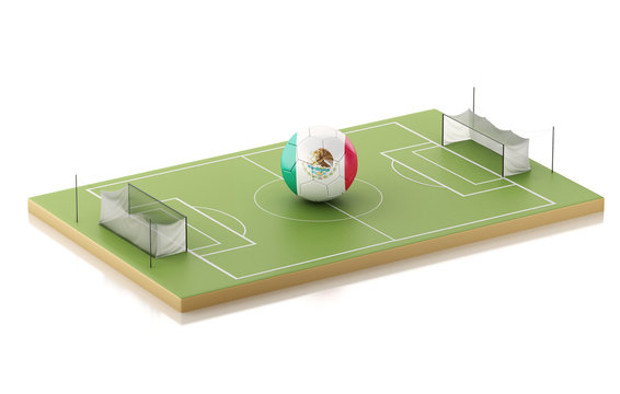 3d Soccer field and Mexico ball.