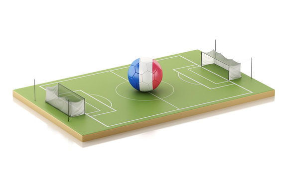 3d Soccer field and France ball.