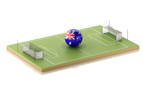 3d Soccer field and Australia ball.