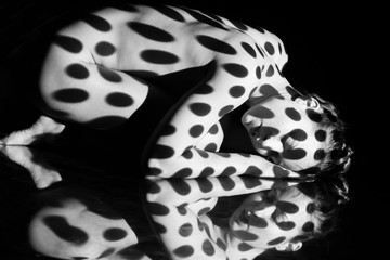 Fototapeta premium The body of woman with black and white pattern